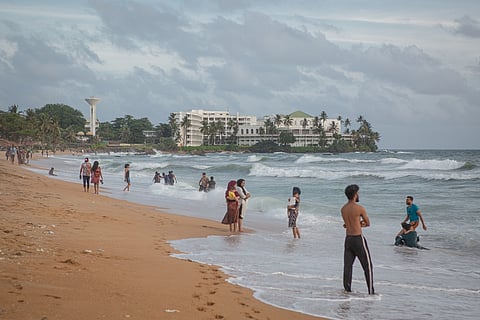 At Mount Lavinia Beach, popular among locals and international tourists